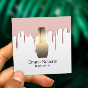 Cartão De Visita Quadrado Colagem Dourada do Manicurista de Nail Salon