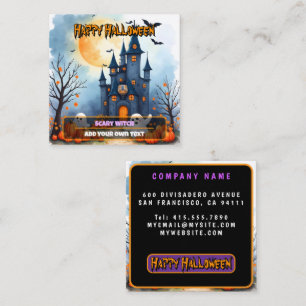 Cartão De Visita Quadrado Coleção Assustadora de Halloween Moderna e Fofa