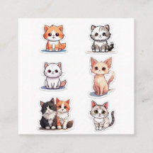 Coleção de Adesivos de Gatinho Chibi Super Fofos -