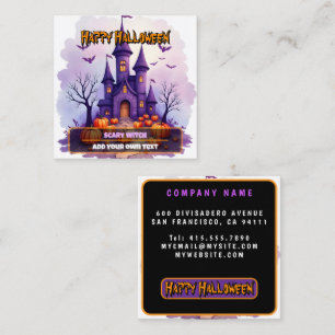 Cartão De Visita Quadrado Coleção Moderna de Halloween Assustadora e Fofa