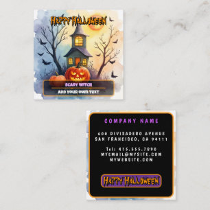 Cartão De Visita Quadrado Coleção Moderna de Halloween Assustadoramente Fofa