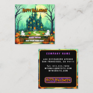 Cartão De Visita Quadrado Coleção Moderna Fofa e Assustadora de Halloween