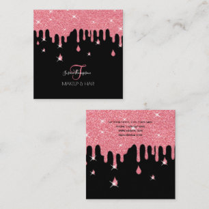 Cartão De Visita Quadrado Coletor de Lâmpada Rosa, Maqueamento do Cabelo Art