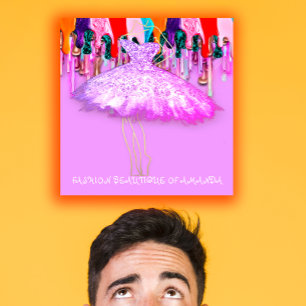 Cartão De Visita Quadrado Coletor de Moda Logotipo QR Código cor-de-rosa Col