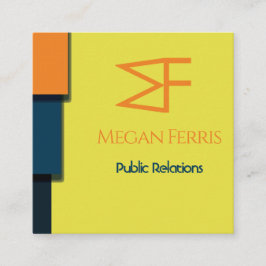 Cartão De Visita Quadrado Colorblock Moderno