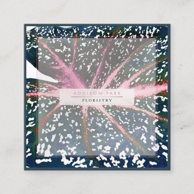 Cartão De Visita Quadrado Coluna de Caládio Verde Escuro PixDezines (Frente)