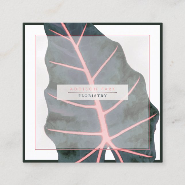 Cartão De Visita Quadrado Coluna de Caládio Verde Escuro PixDezines (Frente)