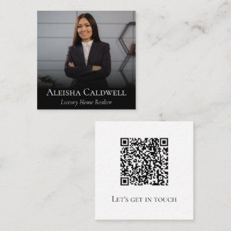 Cartão de Visita Quadrado com Código QR e Foto de