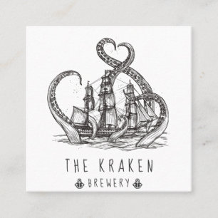 Cartão de Visita Quadrado com Desenho do Kraken Ná