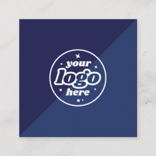 Cartão de Visita Quadrado com Logotipo Azul Marinh