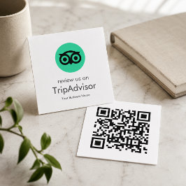 Cartão De Visita Quadrado Comentários do Tripadvisor | Código QR de Avaliaçã