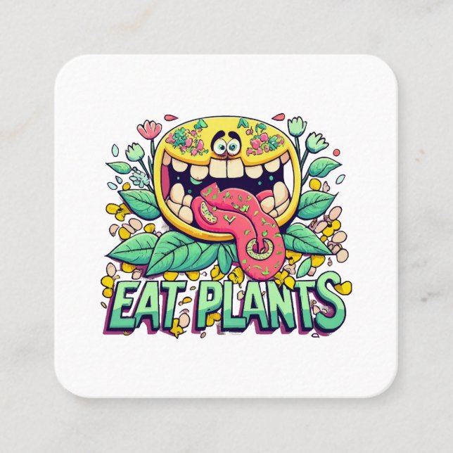Cartão De Visita Quadrado Comer Plantas (Frente)