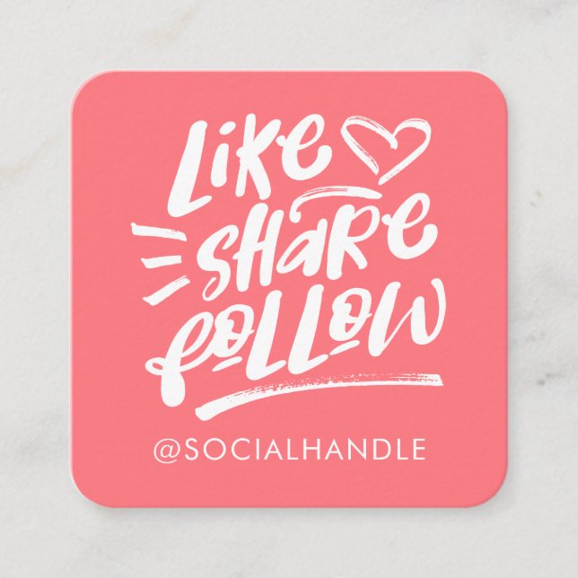 Cartão De Visita Quadrado Como Partilhar Seguir O Script Brusca De Mídia Soc (Frente)