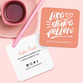Cartão De Visita Quadrado Como Partilhar Seguir O Script Peach Mídia Social