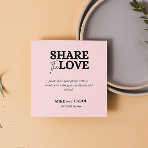 Cartão De Visita Quadrado Compartilhamento de Fotos de Casamento de Blush Ro