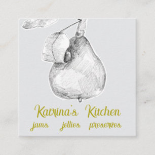 Cartão De Visita Quadrado Compotas de Frutas de Pereira Pomar Geléias
