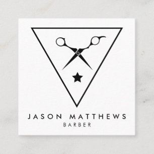 Cartão De Visita Quadrado Compro BARBER Corte de cabelo e comidas