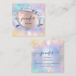 Cartão De Visita Quadrado Compro Boutique Profissional Brilhante AzulHológra
