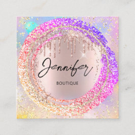 Cartão De Visita Quadrado Compro Boutique profissional - Holografia do logot
