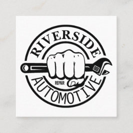 Cartão De Visita Quadrado Compro de Reparo Automático da Chave Preta Logotip