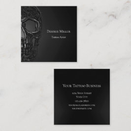Cartão De Visita Quadrado Compro de Tatuagem Metálica de Cinzas Legal Metáli