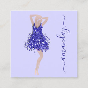 Cartão De Visita Quadrado Compro Designer de Moda Logotipo de QR de Rosa Blu