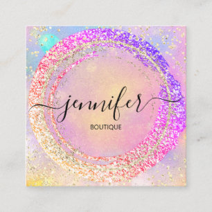 Cartão De Visita Quadrado Compro online Glitter Boutique Hológrafo Rosa Dou