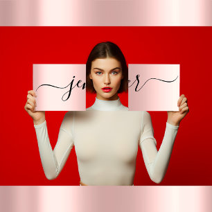 Cartão De Visita Quadrado Compro profissional Boutique Drives Rosa Rosa Rosa