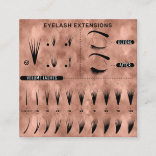 Cartão De Visita Quadrado Compro Rosa-Moderno do Eyelash Extension Studio