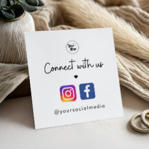 Cartão De Visita Quadrado Conecte-se com o Código QR do Instagram Coração do