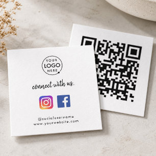 Cartão De Visita Quadrado Conecte-se conosco Instagram Facebook Social Media