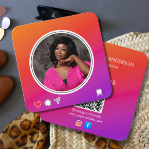 Cartão De Visita Quadrado Conecte-se Conosco   Mídia Social Instagram