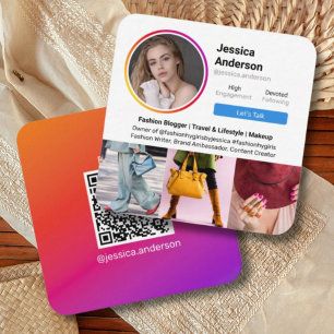 Cartão De Visita Quadrado Conecte-se conosco no Instagram mídia social