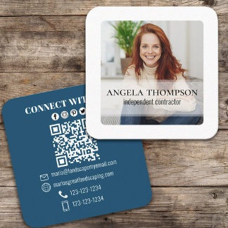Cartão De Visita Quadrado Conexão de código QR de foto minimalista moderno
