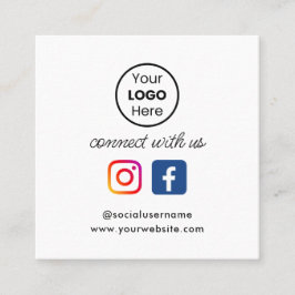 Cartão De Visita Quadrado Conexão de mídia social retrô-social com código QR