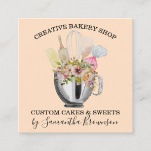 Cartão De Visita Quadrado Confeitaria Chef de pastelaria Utensílios de cozin