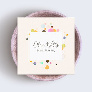 Cartão De Visita Quadrado Confetti do Planejador de Eventos