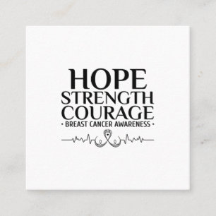 Cartão De Visita Quadrado conhecimento do cancer da mama com fita e citaçã