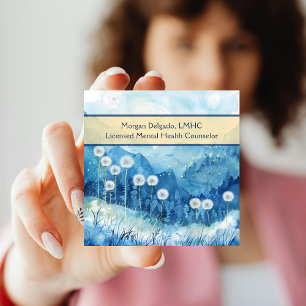 Cartão De Visita Quadrado Conselheiro de Código QR de Dandelions e Natureza