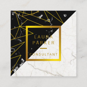Cartão De Visita Quadrado Construção Dourada Faux de mácula Negra