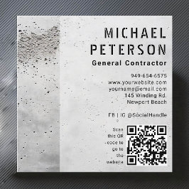 Cartão De Visita Quadrado Construtor de Construção - Mistura de Concreto Mod