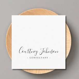 Cartão De Visita Quadrado Consultante branco preto elegante simples