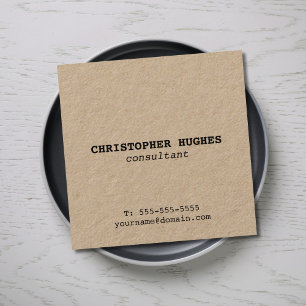 Cartão De Visita Quadrado Consultante elegante simples minimalista de Kraft