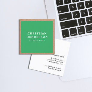 Cartão De Visita Quadrado Consultor de Livro Verde Moderno Elegante