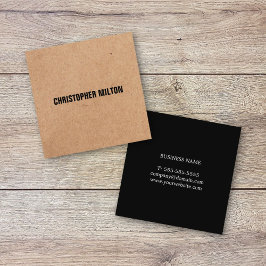 Cartão De Visita Quadrado Consultor de Papel da Kraft Preta e Elegante Moder
