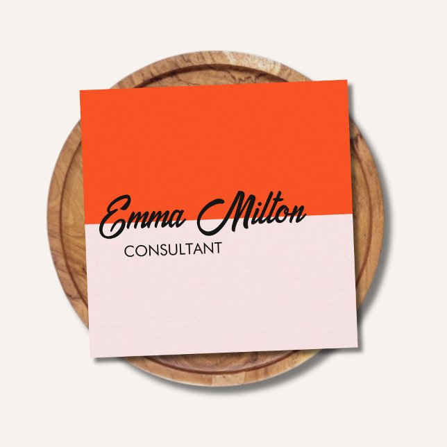 Cartão De Visita Quadrado Consultor Laranja Rosa Bold Moderno Elegante (Criador carregado)