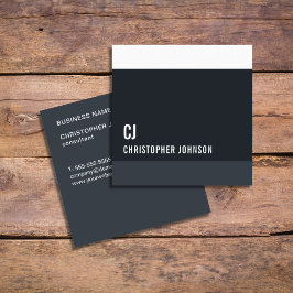 Cartão De Visita Quadrado Consultor legal de Stripes Brancas Azul Monograma