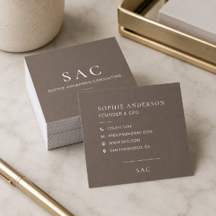 Cartão De Visita Quadrado Consultor Profissional Modern Taupe