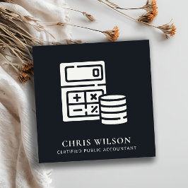 CARTÃO DE VISITA QUADRADO CONTABILIZAÇÃO DO ÍCONE DA MODERNA BRANCA PRETA