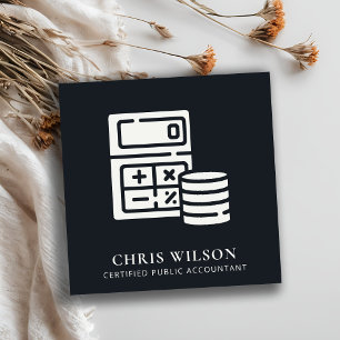 CARTÃO DE VISITA QUADRADO CONTABILIZAÇÃO DO ÍCONE DA MODERNA DO CALCULADO